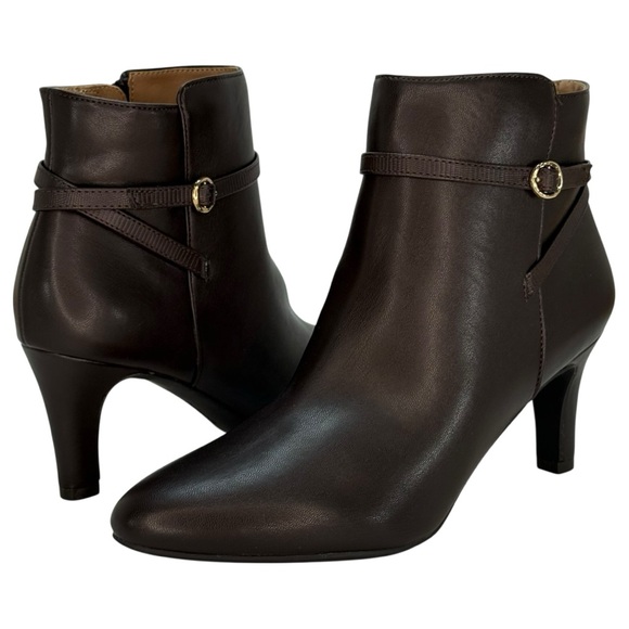 LifeStride Guild Dark Chocolate Faux Leather Womens Booties Size 9.5M - Picture 1 of 12